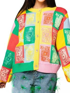 Queen of Sparkles Colorblock Queen Card Cardigan